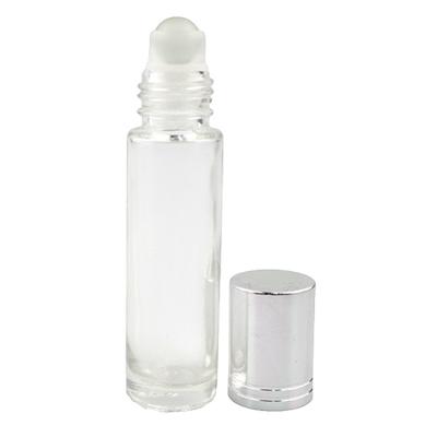 China Wholesale 10ml Cosmetic Transparent Essential Oil Refillable Roll On Glass Bottle With Trackball For Cosmetic for sale