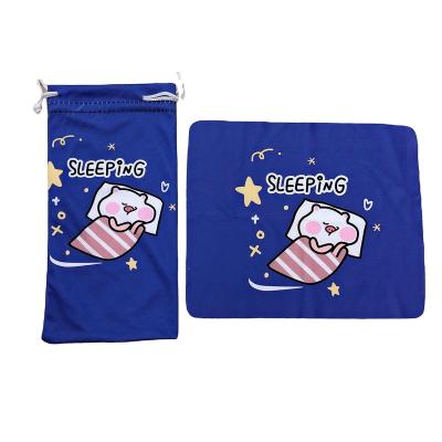 China Wholesale Custom Blue Microfiber Sleep Pig Microfiber Digital Printing Portable Organizer Pack Glasses Pouch Glass Cover for sale