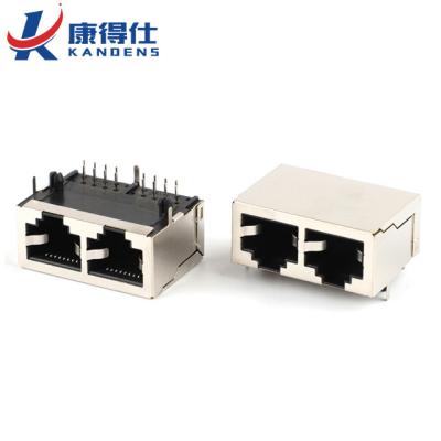 China Rj45 Connector For Computer RJ45 Jack Connector Adapter 2 Port 16 Pin LAN Ethernet Network Cable RJ45 Socket Splitter Connector Female Adapter for sale