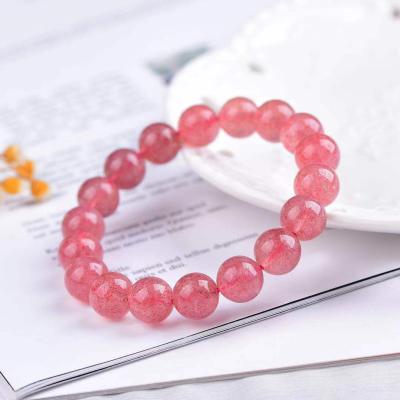 China Healing Natural Pink Crystal Strawberry Bracelet Europe Strawberry Crystal Bracelet for sale