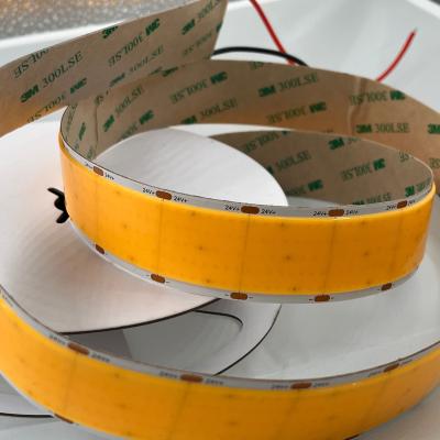 China Dimmable Copper Cob Ribbon Rope Flexible Cob Led Strip High Density 1600leds Per Meter 3500K Ra 90 0.3kg 24v 30mm Width for sale