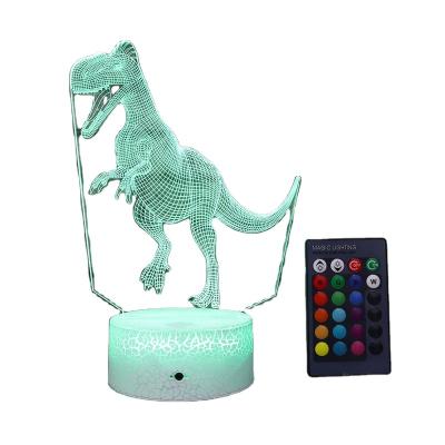 China Creative 3D Dinosaur Night Light for Kids, VSATEN 3D Illusion Lamp 16 Colors Change Decor Night Light with Remote Control for Kids for sale