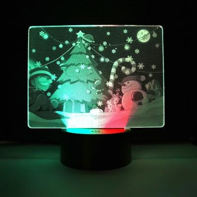 China New Arrival Beautiful Christmas Tree and Snow Man Model 3D LED Night Light RGB Color Changing Optical Illusion Acrylic Lamp for sale