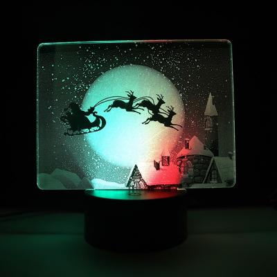 China Creative New Arrival Christmas Easter Gift Deer Pattern 3D LED Night Light RGB Color Changing Optical Illusion Acrylic Lamp for sale