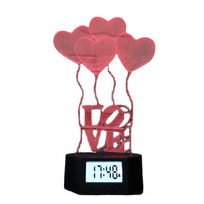 China Farming Amazon Top Sale OEM 3d Lamp Alarm Clock Led-hologramm Holiday Decoration Gift Lamp With Bsci Certificated for sale