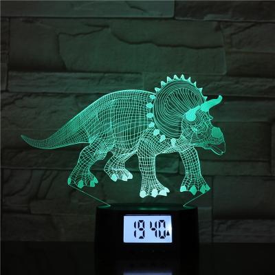 China KS 3D-1021 Decoration Dinosaur Shape 3D Night Light Alarm Clock For Party Supplies for sale