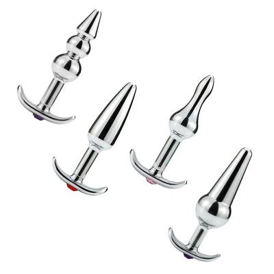 China Anal Toys Metal Anal Plug Boat Anchor Shape Figure Handle Metal Base Anal Sex Toys For Women Men Steel Anal Butt Plug Set for sale