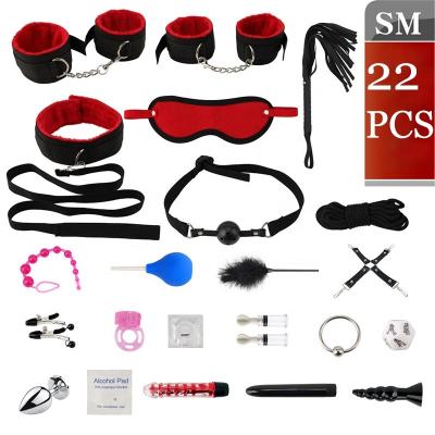 China 22pcs New PU OEM Alternative Toys Tied AV Vibrator BDSM Bondage Bondage Sex Toy Nylon Jumpsuit BDSM SM Fun Set for sale