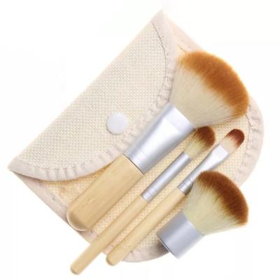 China Angular Blush Factory Wholesale 4 Pcs Makeup Set Brush Bamboo Cosmetics Blending Brush Tool Makeup Removal Brush Beautiful for sale