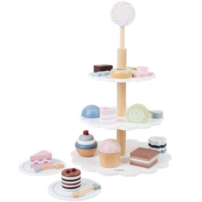 China Wooden Toy Children's Afternoon Tea Cake Children's Kitchen Playset Pretend Play House Simulation Food Baby Birthday Gift for sale