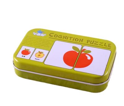 China Toy Iron Box Early Education Card Baby Enlightenment Knowledge 0-3 Years Instruction Card Educational Matching Toy for sale