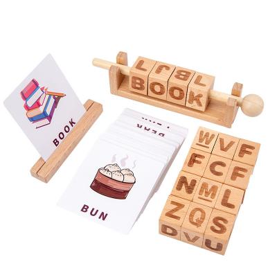 China Eco-friendly Material Wooden Alphabet Letter Learning Toy Cognitive Digital Alphabet Cube Spelling Card Bundle Cards Word Practice Game Learning Toys1 for sale