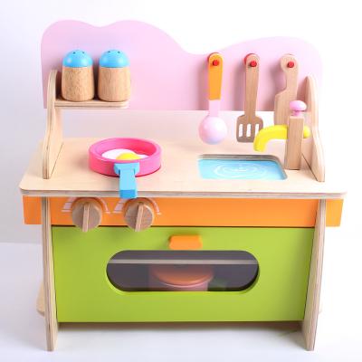 China Preschool Toy Kitchen Play Set Children's Play House Kitchen Set Removable Wooden Stovetop Toy Gas Stove for sale