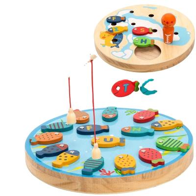 China Toy Magnetic Wooden Fishing Game Educational Toy for Toddlers Alphabet Fish Catching Counting Board Games Toys for 2 3 4 Years Old for sale