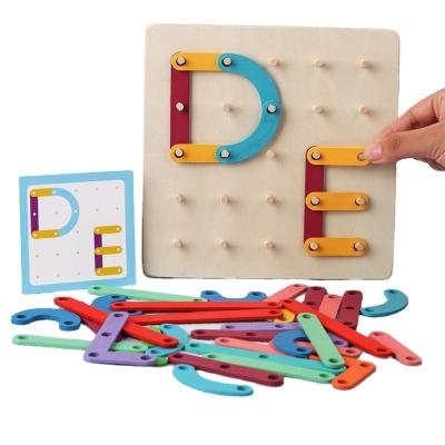 China Widely Used Wooden Letter Number Sorter Puzzle Stacking Blocks Educational Toy Preschool Learning Stem Toy Form Color Recognition Board for sale