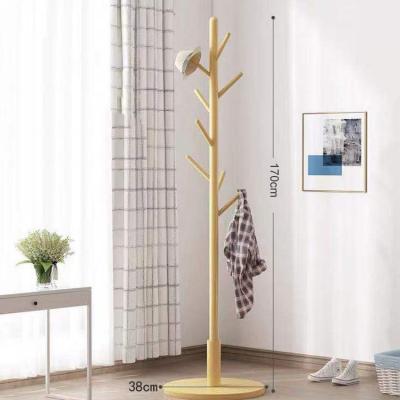 China Viable Household Single Solid Wood Hangers Living Room Bedroom Floor Hangers Solid Wood Coat And Hat Rack Simple for sale