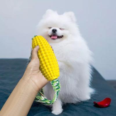 China New Viable Pet Toys Pursue Wear-resistant Corn Stick Pet Chew Toy Molar Corn Dog Toothbrush for sale