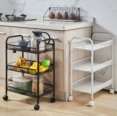 China Minimalist Kitchen Storage Rack Floor To Floor Rack Multi-layer Portable Vegetable Basket Storage Cart Simple Household Storage Rack for sale