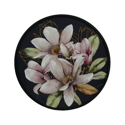 China New Customized FILE Design 3D Touch Flowers Wall Art Decor Print Crystal Porcelain Glass Painting With Frame for sale