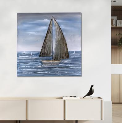 China Coastal oil painting modern home decor canvas picture print and hand print and hand paint for sale