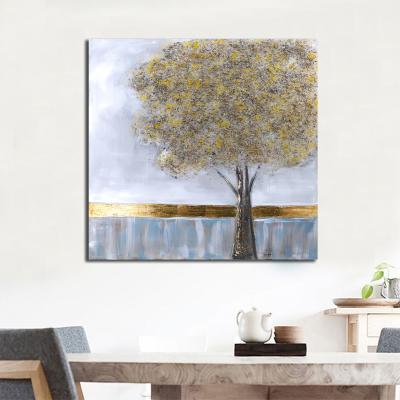 China Print and Hand Paint Gold Landscape Pictures Handmade Oil Painting for Living Room Popular Wall Art for sale