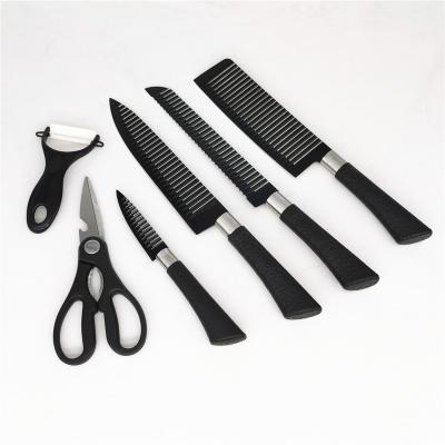 China Factory Supply Discount Price Kitchen Link Knife Six-piece Black Stocked Knife Set For Chef for sale