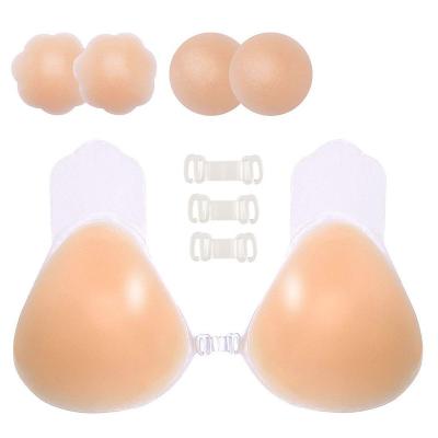 China Strapless Invisible Bras Backless Sticky Silicone Adhesive Pump Bra For Women Backless Dress With Nipplecovers for sale