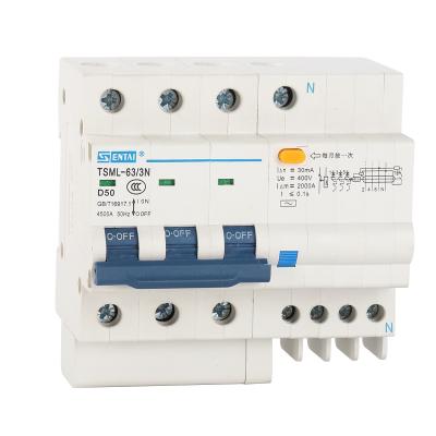 China SENTAI TSML-63 Type AC 220V 230V RCD RCBO Circuit Breakers Switch 3P+N 10A 16A 20A 32A 40A 50A 63A 4.5KA Leakage Circuit Breakers for sale