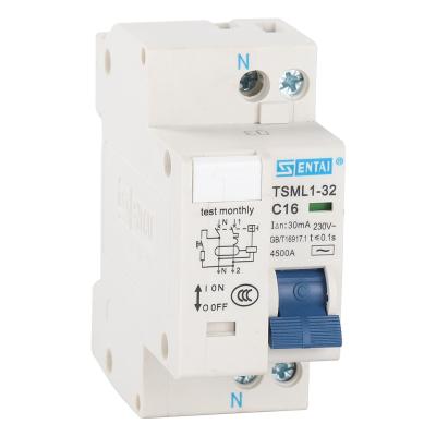 China SENTAI TSML1-32 Mini Leakage Circuit Breakers MCB RCBO 1P+N AC 220V 4.5KA 6A 10A 16A 20A 25A 32A Earth Leakage Circuit Breakers 4.5KA for sale