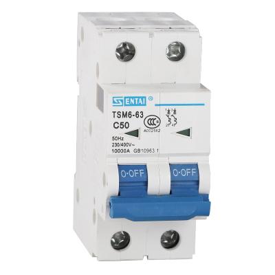 China SENTAI TSM6-63 230V 400V MCB AC Circuit Breakers Switch 1A 10A 16A 20A 25A 32A 2Pole 2P 2 Pole Miniature Circuit Breakers MCB 6KA for sale