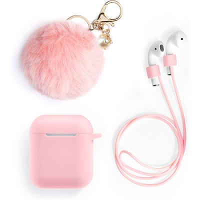 China Luxury Designer Wireless Earphone Accessories Luxury Case for Airpods 1 2 pro 3 case with Pom Pom Fur Plush Ball Pearl Key Chain for sale