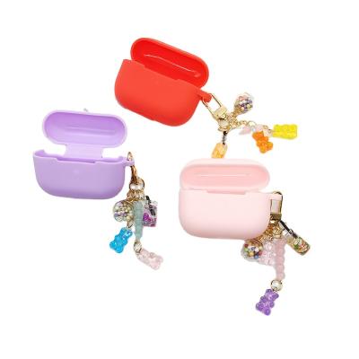 China With Crystal Bear Keychain Luxury Cute Crystal Bear Keychain Colorful Silicone Case for AirPods pro 1 2 3 radio earphone headphone cover device for sale