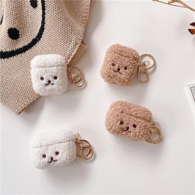 China Luxury Cute 3D Teddy Bear Plush Fur Earphone Case For AirPods 1 2 3 Radio Charging Box With Carabiner For Airpods Pro Case Capa for sale