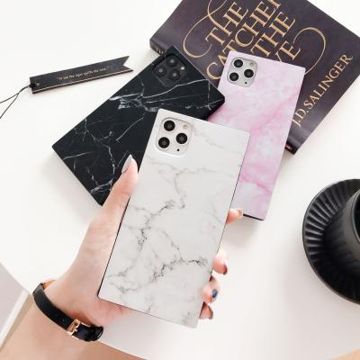 China Fashion Light Classic White Square Marble Black Phone Cases For iPhone 12 11 Pro 7 8 Plus TPU Max Back Cover for sale