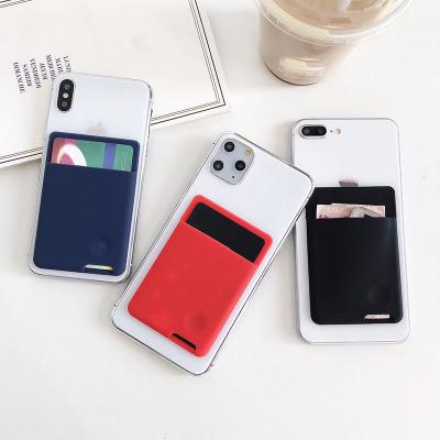 China Wholesale Soft Safe Card Holder Silicone Wallet Phone Cases Card Slot For iPhone 12 Pro Stick On Pocket Portable Purse Mobile Phone Card Back Cover for sale