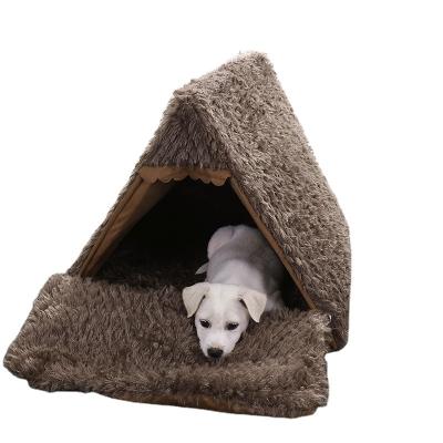 China 2022 Hot Sale Viable Large House Cat And Dog Kennel Portable Kennel Triangular Thatched Kennel for sale