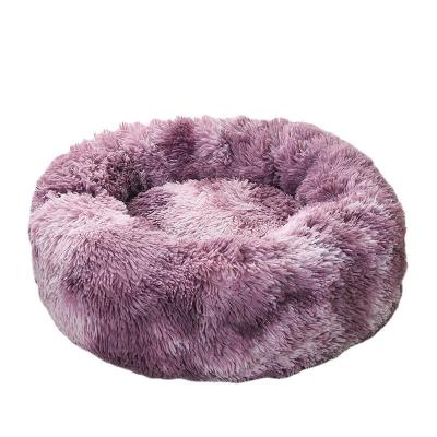 China Puppy Bed Plush Puppy Bed Viable Fluffy Cat Cat Bed Quiet Non-Slip Donut Hugging Round Pet Bed for sale