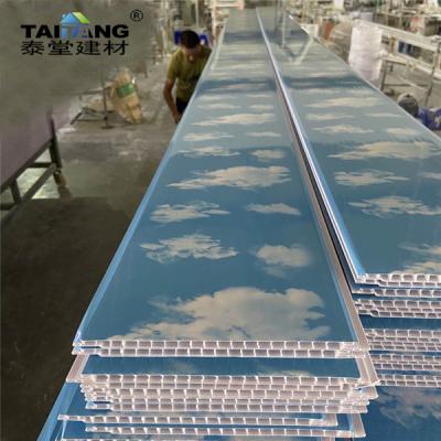 China Artistic 2021 ceilings china factory pvc techos cielo azul 300*8mm laminated pvc interior wall panel for sale