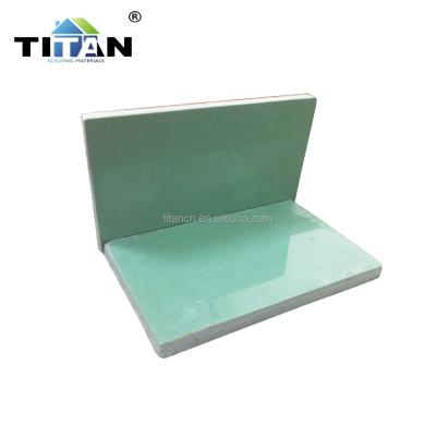 China Water Resistant TITAN Green Paper Faced Moisture Proof Plasterboard 9mm for sale