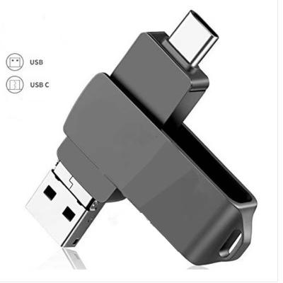 China Promotional Custom USB Flash Drives 3-in-1 Metal Pivot OTG USB Flash Drives Type C & PC USB C Memorias USB Stick 64gb Wholesale Pendrive for sale