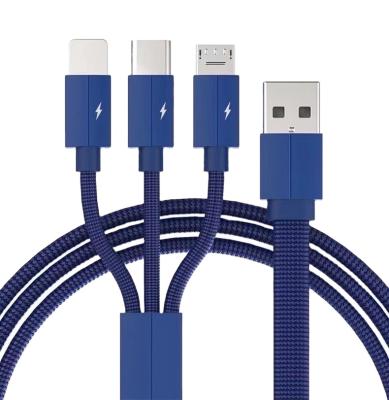 China Multi Function Data Transfer Cable Free Sample USB Tie Down Cable Micro PVC 2.8 A USB Mobile 3 in 1 Charging Cable For iPhone 12 Android for sale