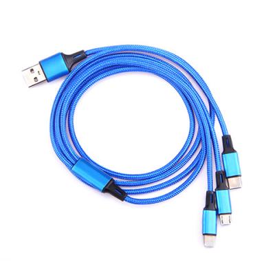 China Multi Function Data Transfer Cable USB Cable Nylon Braided For iPhone Charger Cable 3 in 1 usb cords for sale