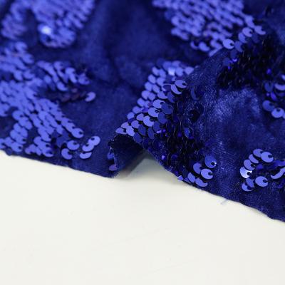 China Newest Design Breathable Velvet Flocking Lace With Sequins Velvet Embroidery Sequins Fabric For Dress for sale