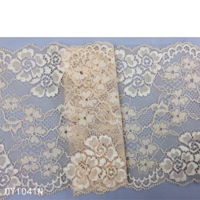 China 14CM Elastic Stretch Nylon Corded Lace Trim Rachel Spandex Lace Trim For Underwear for sale