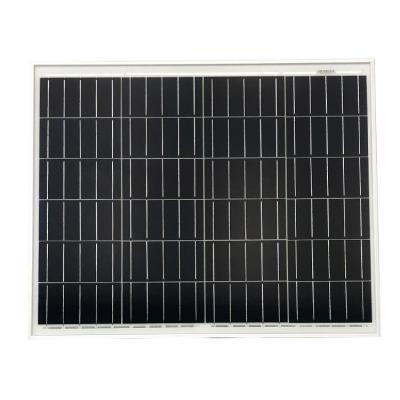 China 12 Volt Polycrystalline Glass Aluminum Frame High Efficiency 50 Watt Solar Panel For Outdoor Camping 156.75mmx156.75mm for sale