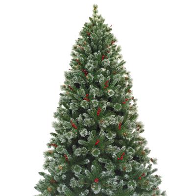 China Chirstmas decor 7ft Needle/PVC mixed tips Christmas tree, with glitter tips, with cone and berry for sale