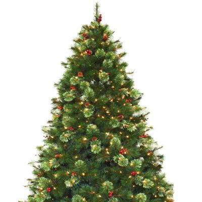 China Chirstmas Decor 7ft Luxury Needlepoint Mixed Pre-Bed Christmas Tree With Cone And Berry for sale