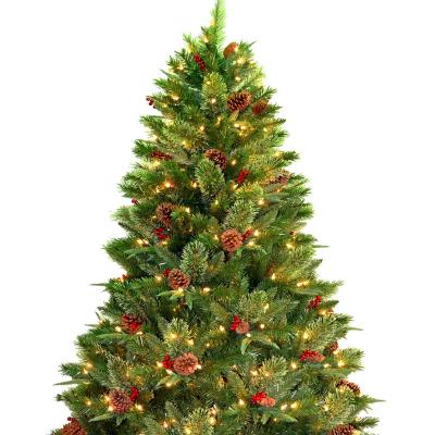 China Chirstmas Decor 7ft PE/PVC/Cashmere Luxury Mixed Cone and Berry Tips Pre-Bed Christmas Tree for sale