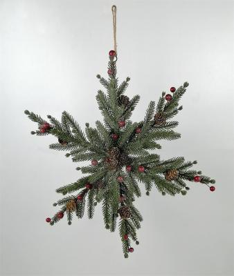 China Chirstmas decor Christmas hanging assembled snowflake with berry and red cones for sale