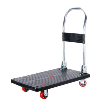 China ZhiYue Plastic Folding Heavy Duty Platform Hand Trolley Good Capacity Hand Cart Industrial Foldable Movable Trolley Trolley Work Trolley for sale